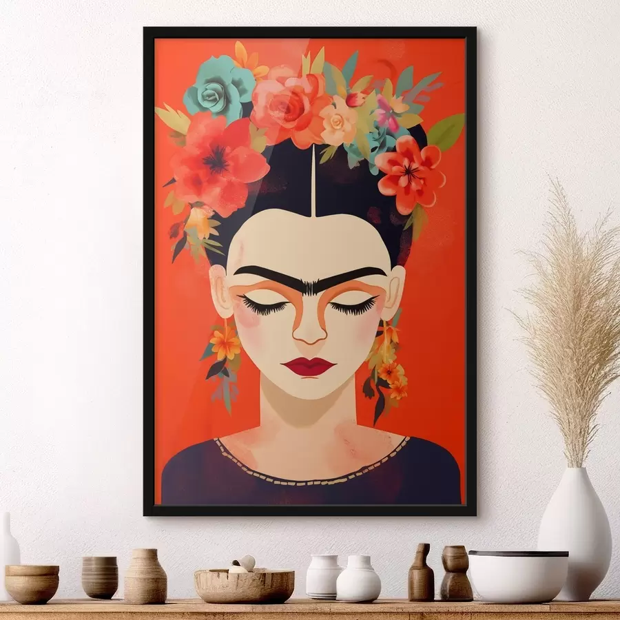 Fotobehang Frida met bloemen f44499