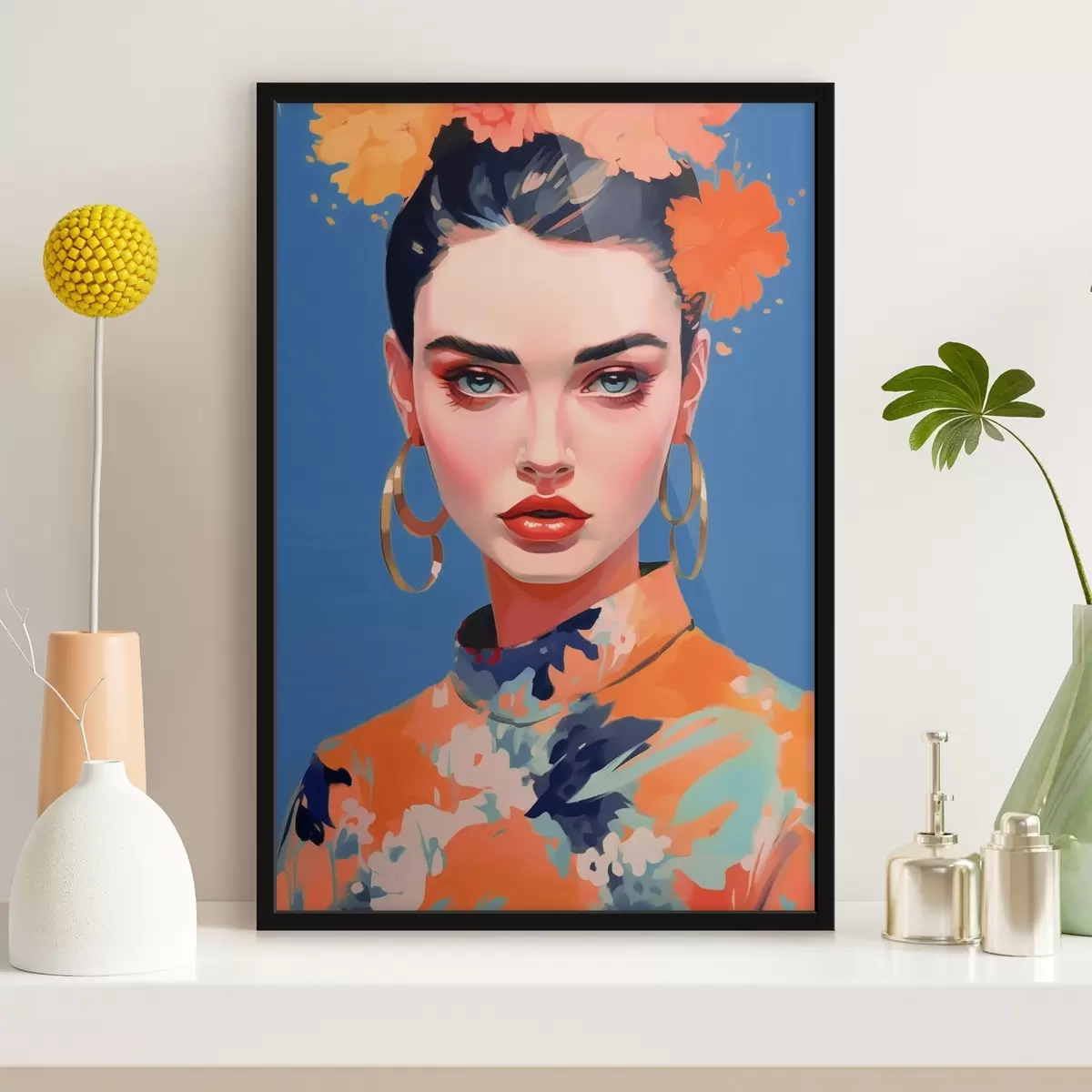 Affiche Portrait avec boucles d'oreilles f44500