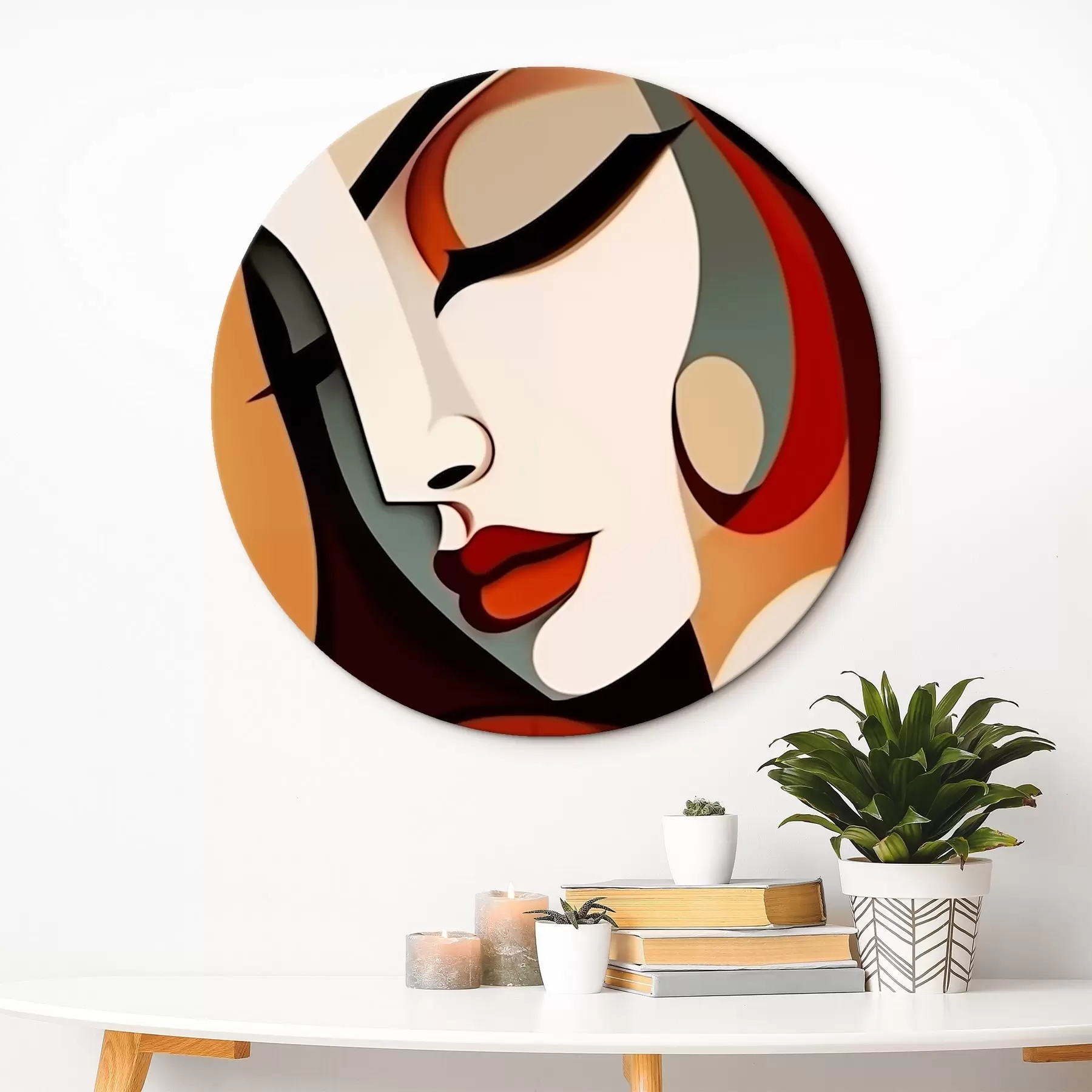 Fotobehang Vrouwelijk profiel in kubistische stijl r44486