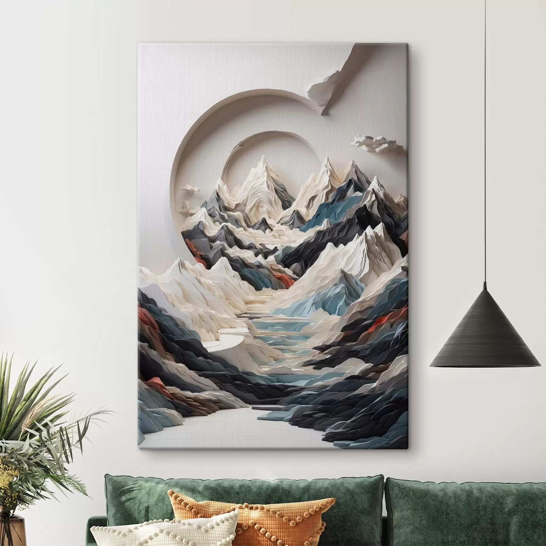 Papier peint photo Peinture abstraite d'une région montagneuse s44427