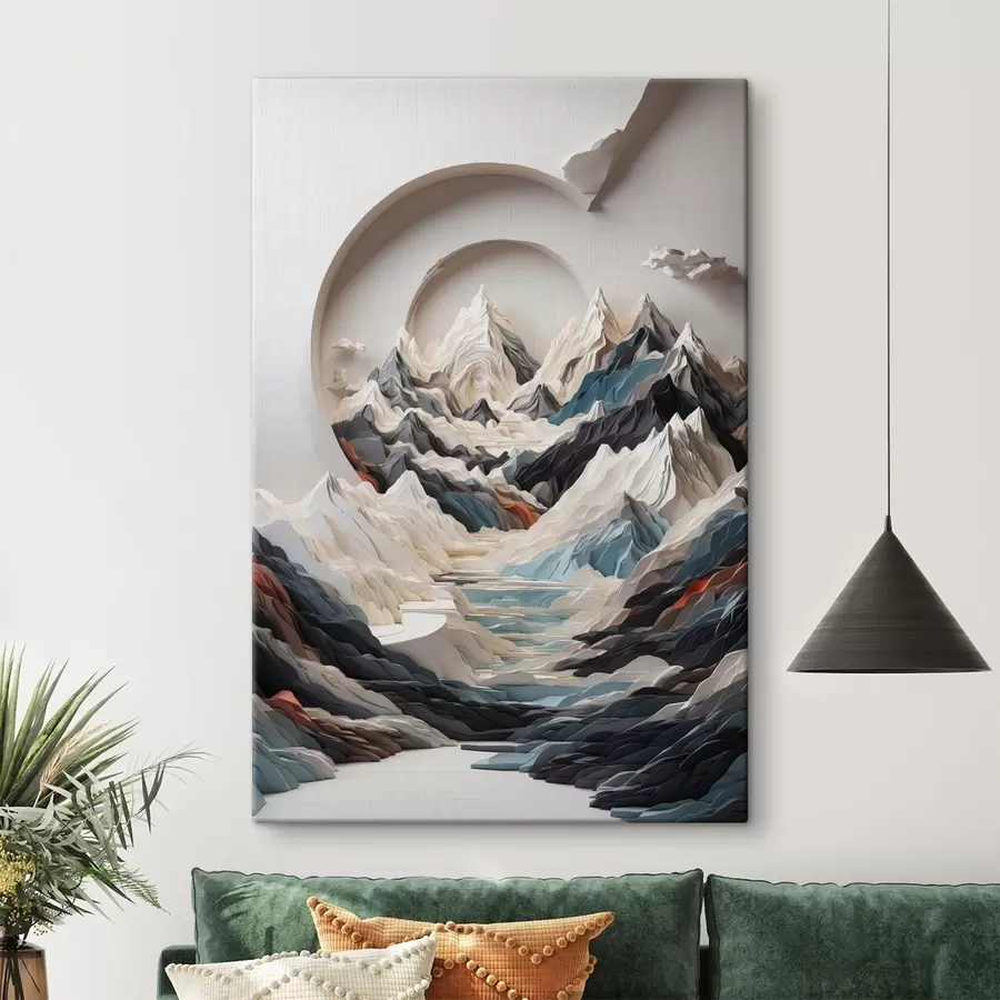  Schilderijen Abstract schilderij van bergachtig gebied s44427