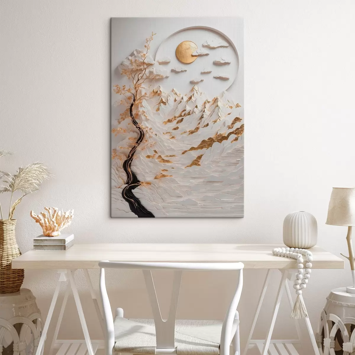  Peintures Montagnes abstraites et soleil s44428