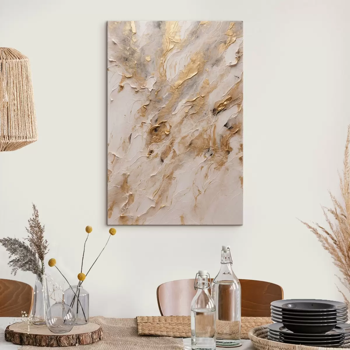  Schilderijen Abstract geel en wit pad in acrylschilderstijl Rode bloem op wit-rode achtergrond wit olieverfschilderij s44439