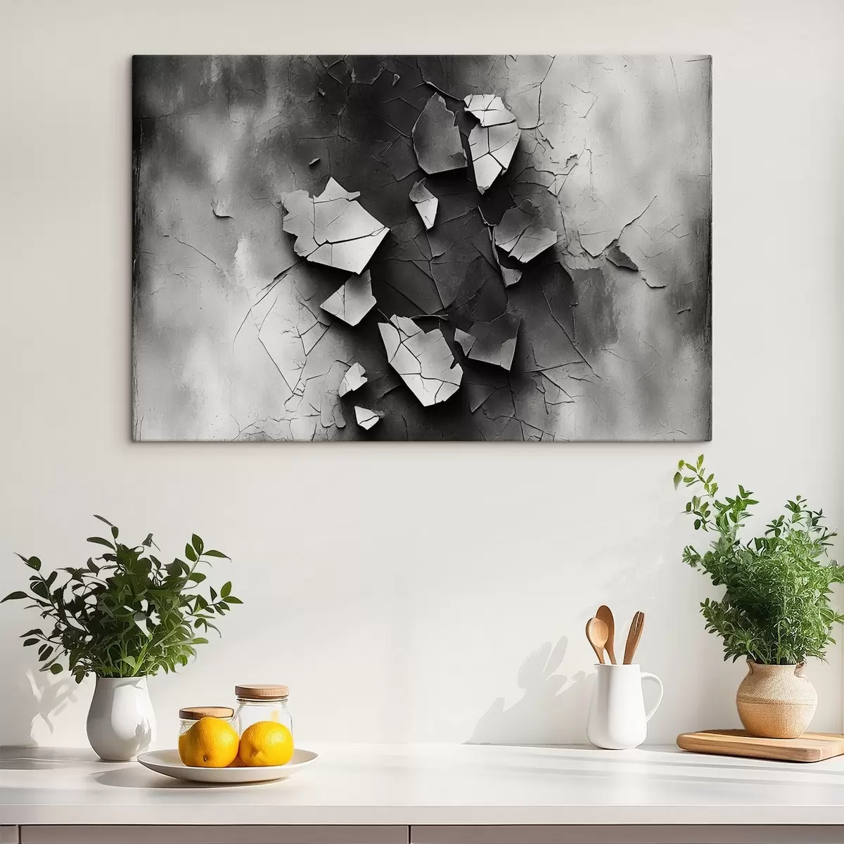  Schilderijen Zwart-witte oude muur s44450