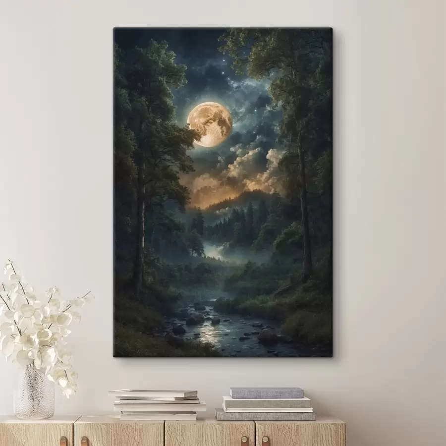  Schilderijen Volle maan in bos s44454