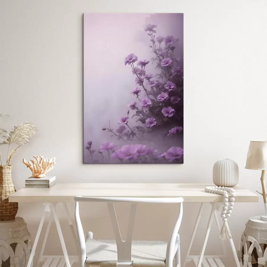  Schilderijen Paarse bloemen in mist s44456