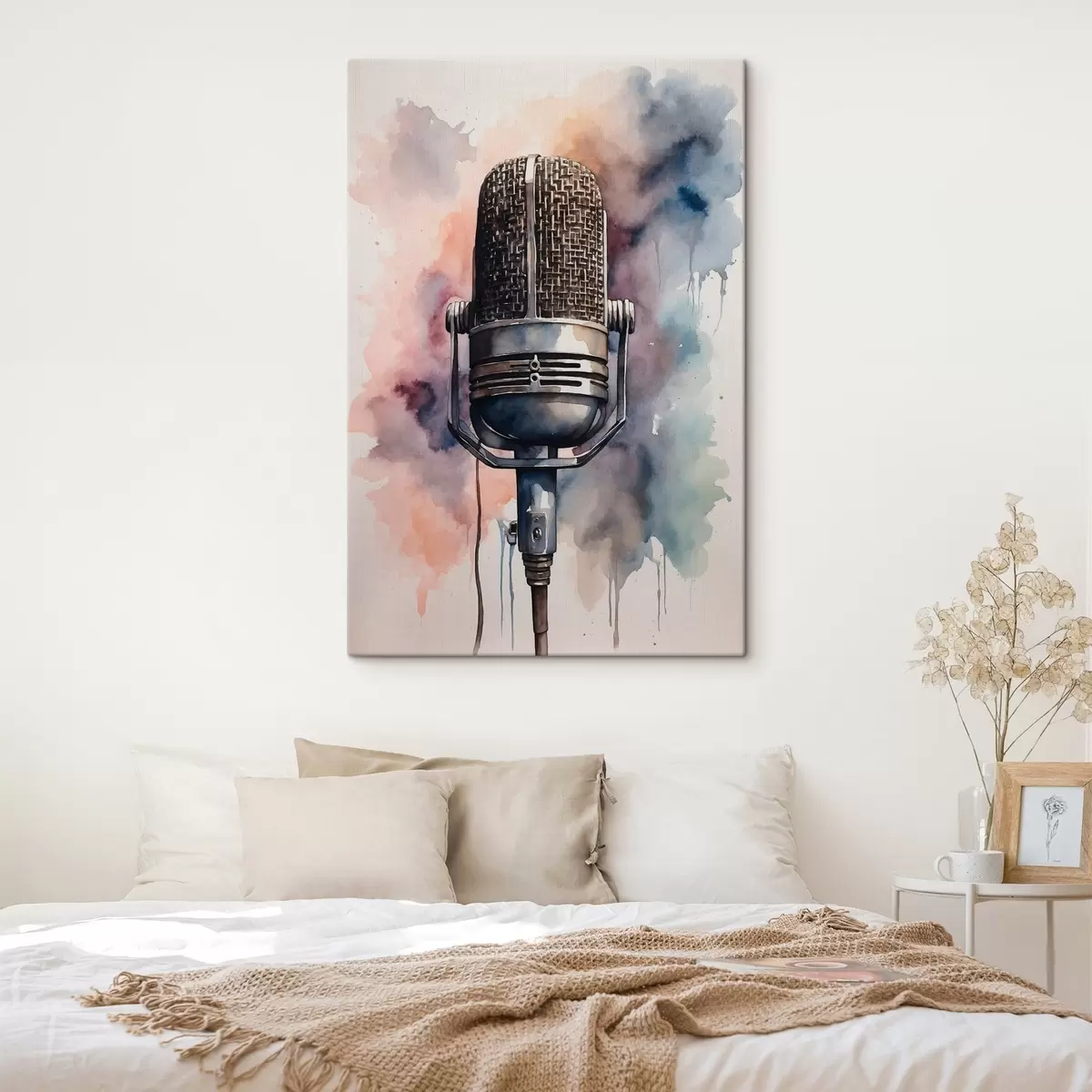  Peintures Microphone sur fond aquarelle s44463