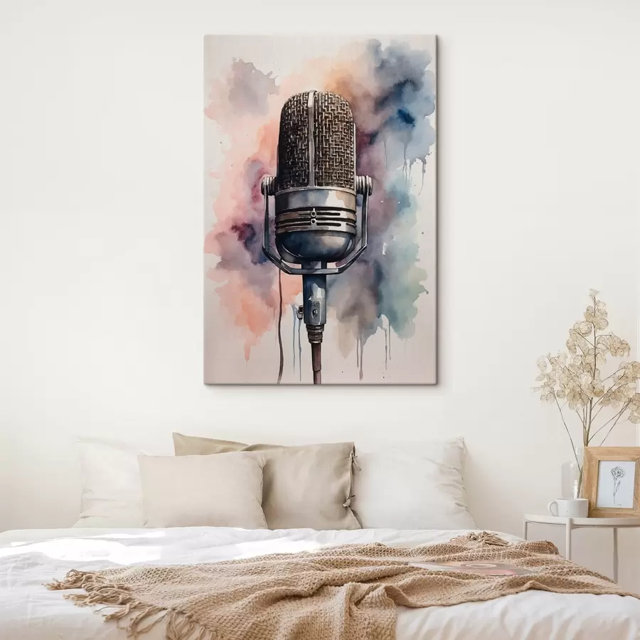  Peintures Microphone sur fond aquarelle s44463