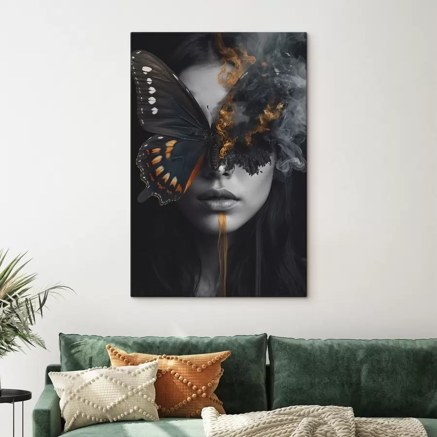  Peintures Papillon brûlant sur le visage d'une fille s44468