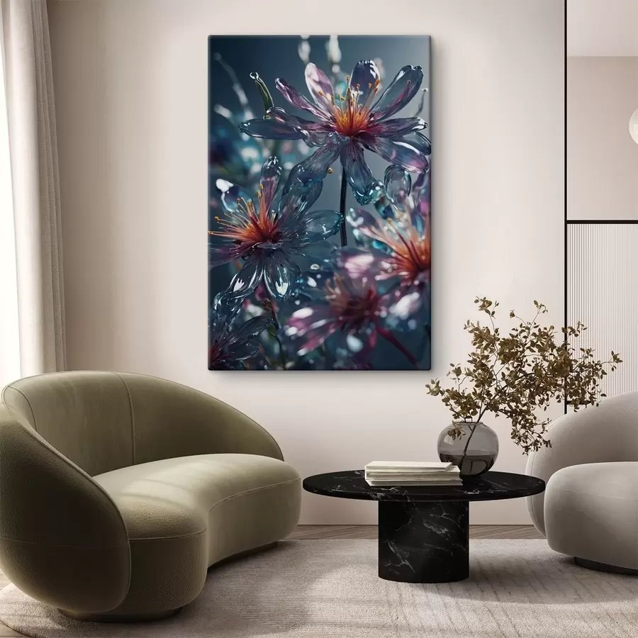  Peintures Fleurs transparentes sur fond flou s44469