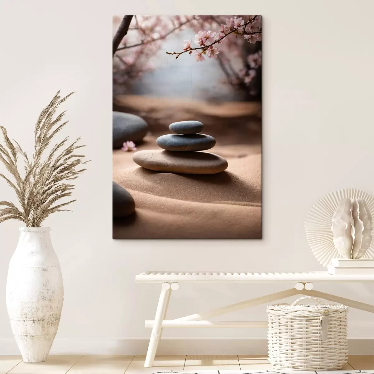  Peintures Pierres sur le sable sur fond flou s44475