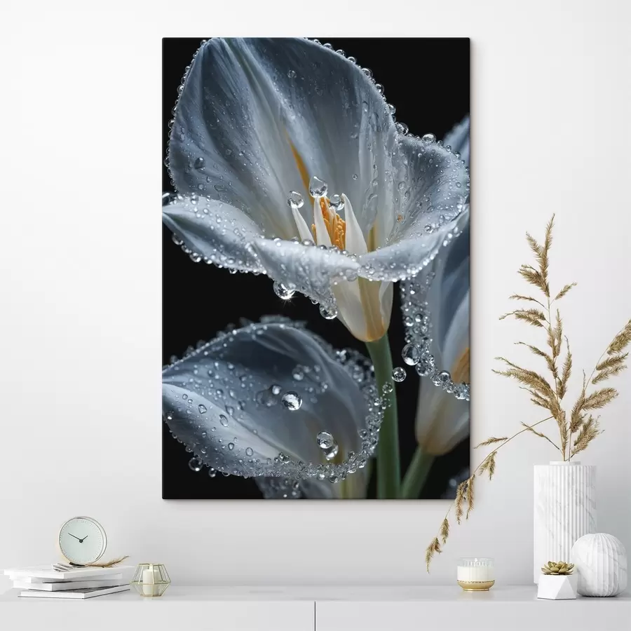 Fotobehang Transparante bloem op zwarte achtergrond s44479