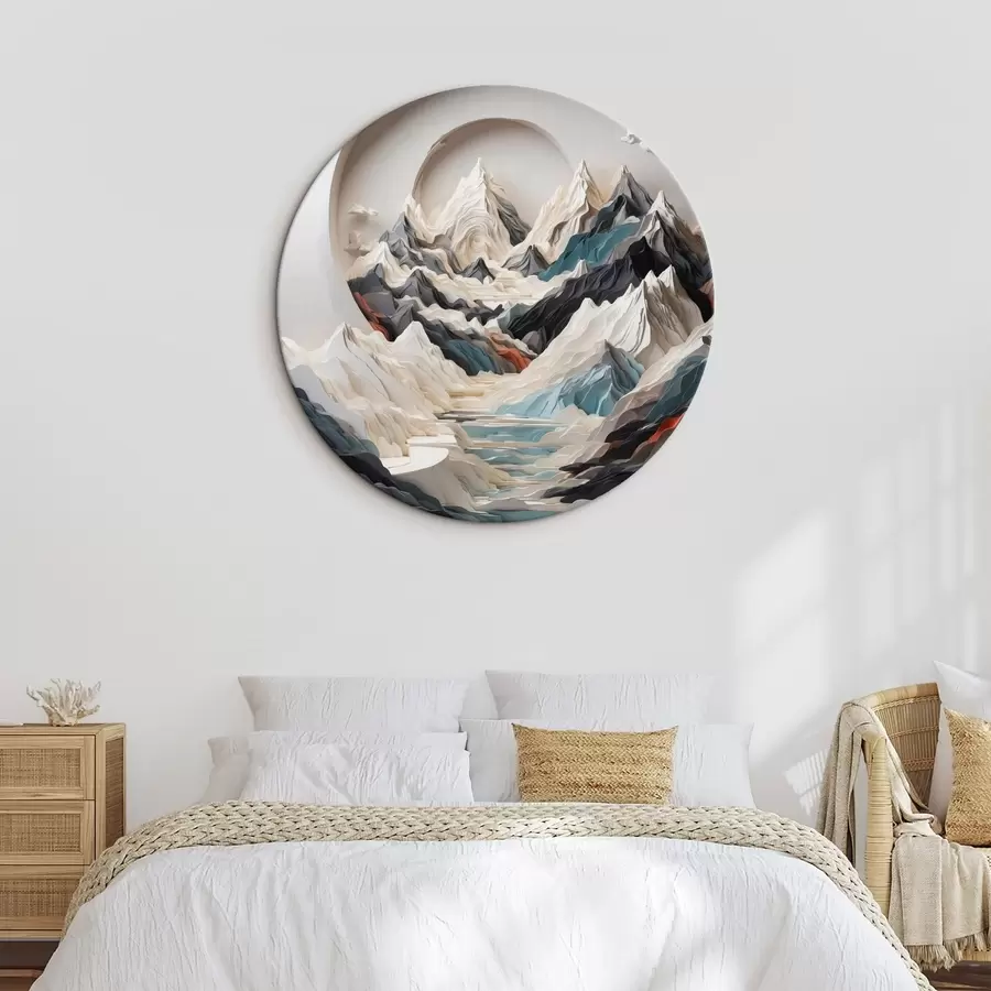  Schilderijen Abstract schilderij van bergachtig gebied r44427