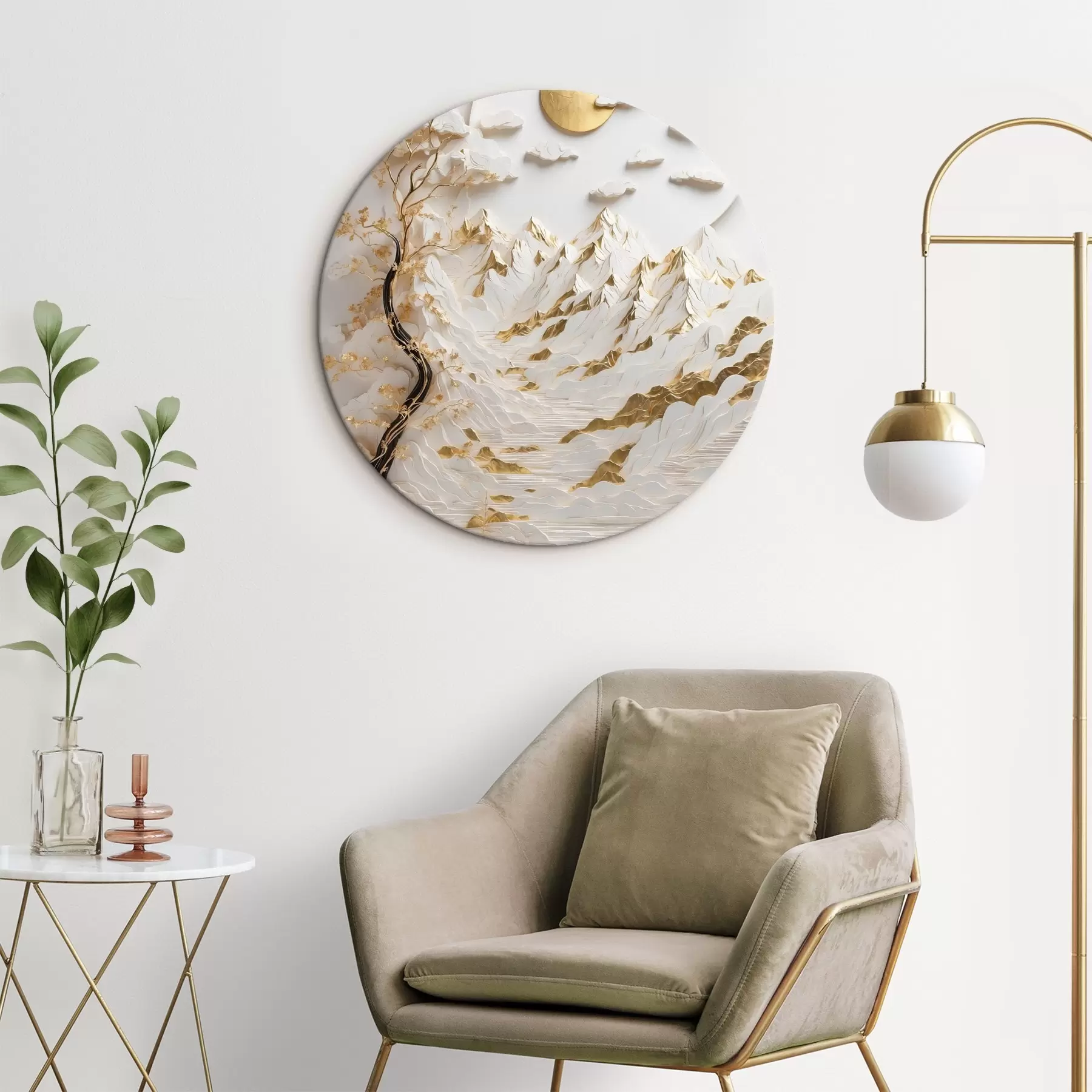  Peintures Montagnes abstraites et soleil r44428