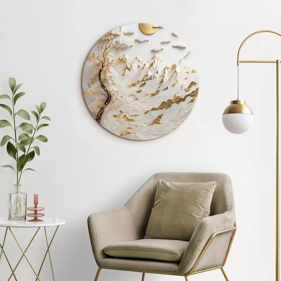  Peintures Montagnes abstraites et soleil r44428