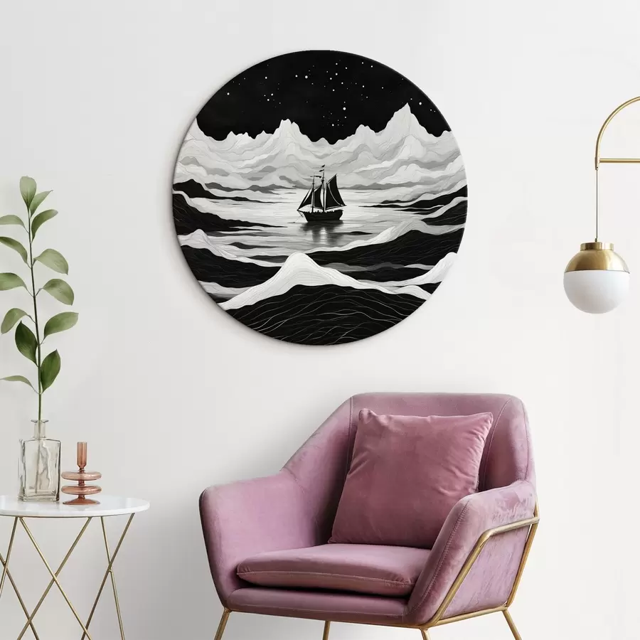  Schilderijen Schip in mistige nachtzee r44437