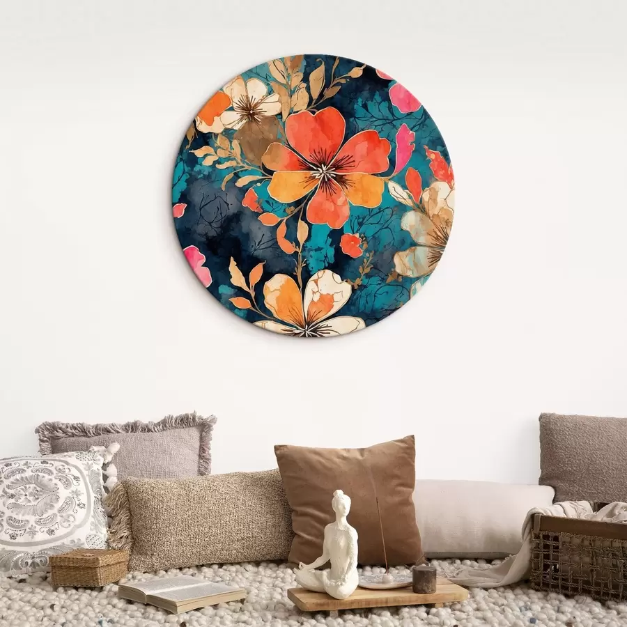  Peintures Peinture acrylique multicolore sur fond bleu foncé Peinture acrylique abstraite multicolore sur fond bleu foncé fond bleu r44460