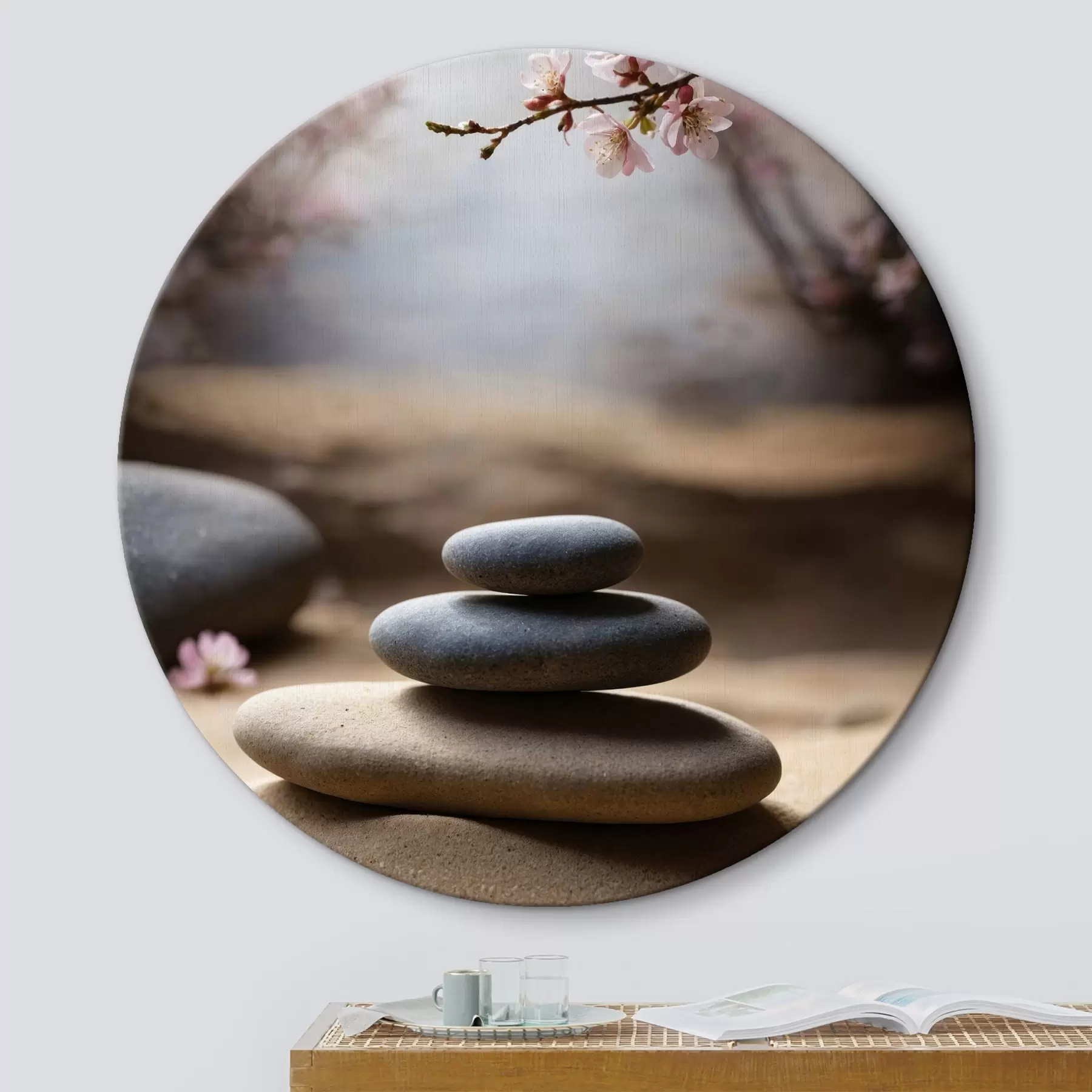  Peintures Pierres sur le sable sur fond flou r44475