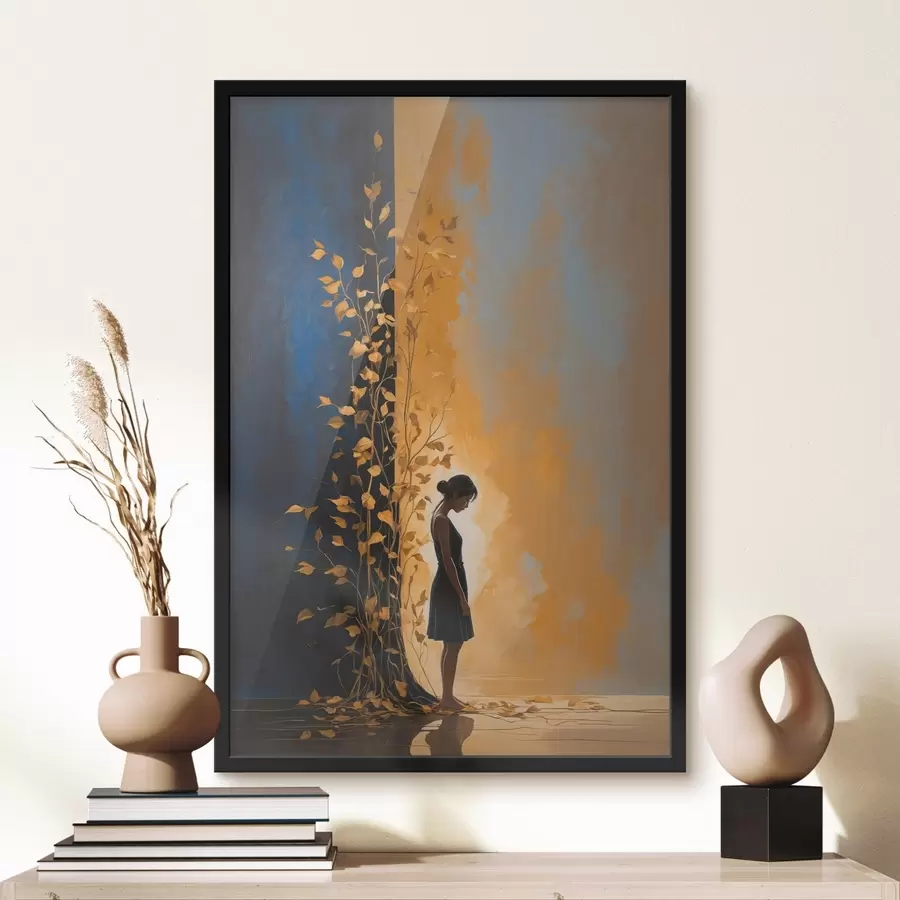 Papier peint photo Fille sur fond abstrait f44430