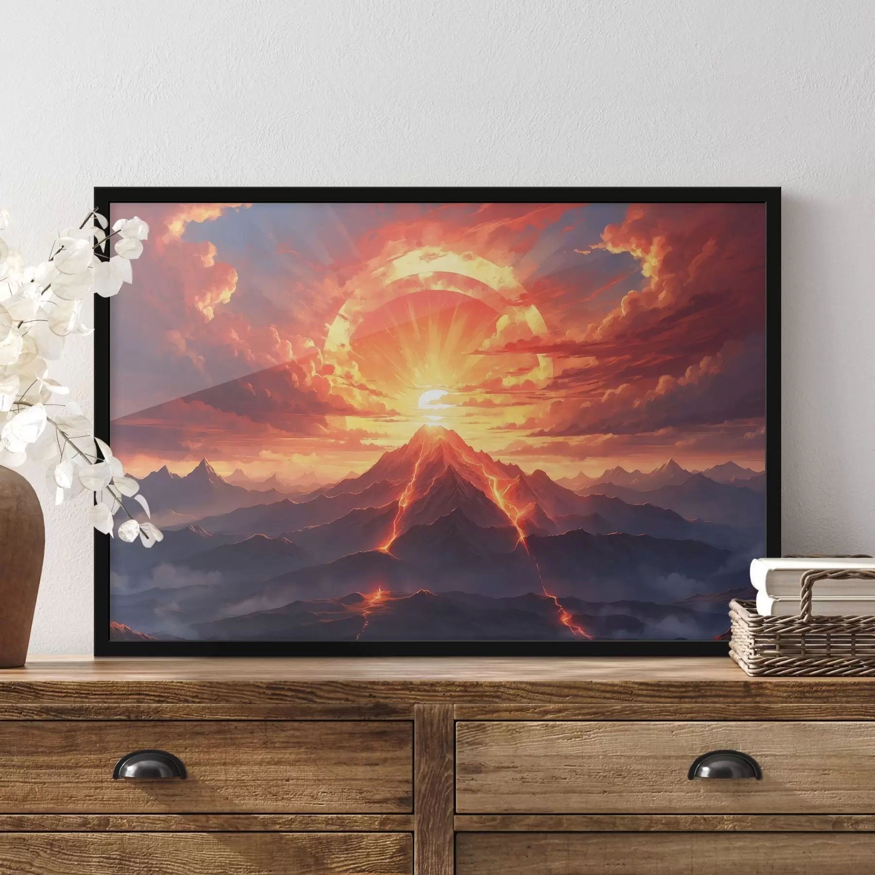  Schilderijen Zonsondergang bij vulkaan f44432