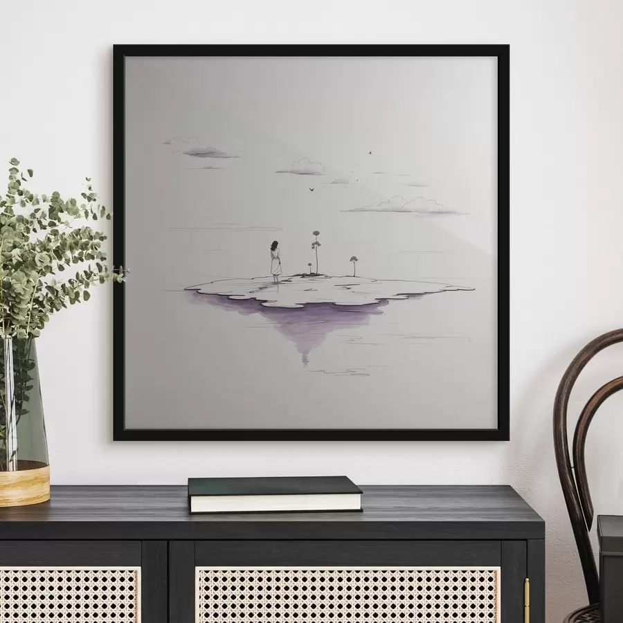 Fotobehang Eenvoudig zwart-wit schilderij f44433