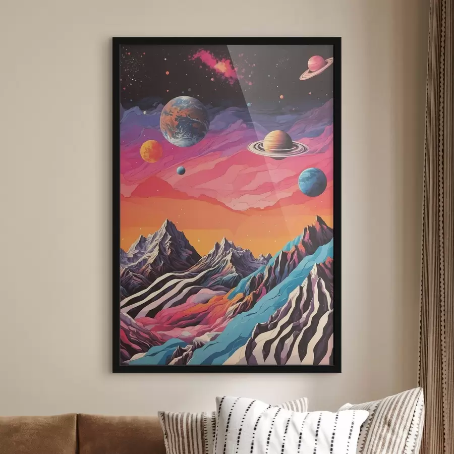 Fotobehang Parade van planeten en bergen f44443