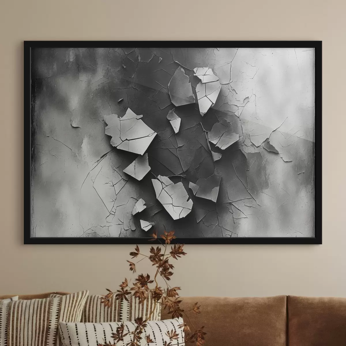 Affiche Mur ancien en noir et blanc f44450