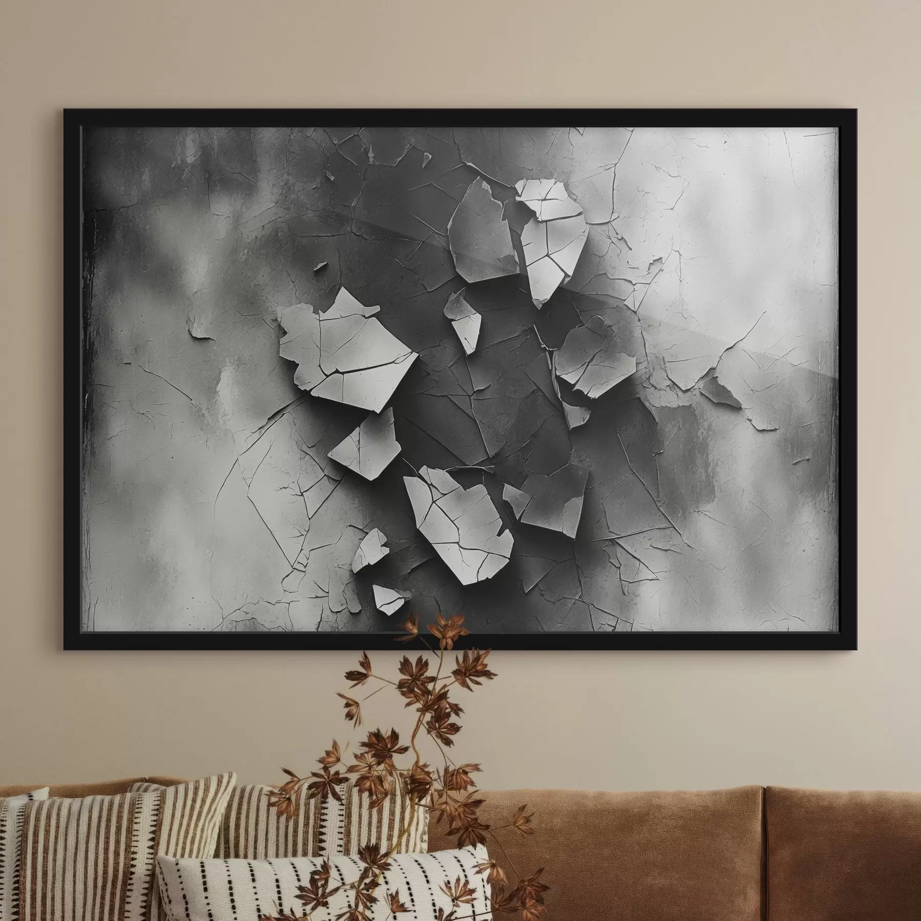  Schilderijen Zwart-witte oude muur f44450