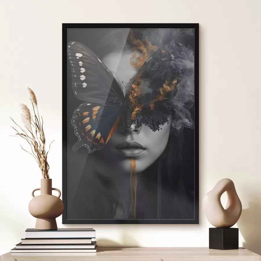  Peintures Papillon brûlant sur le visage d'une fille f44468