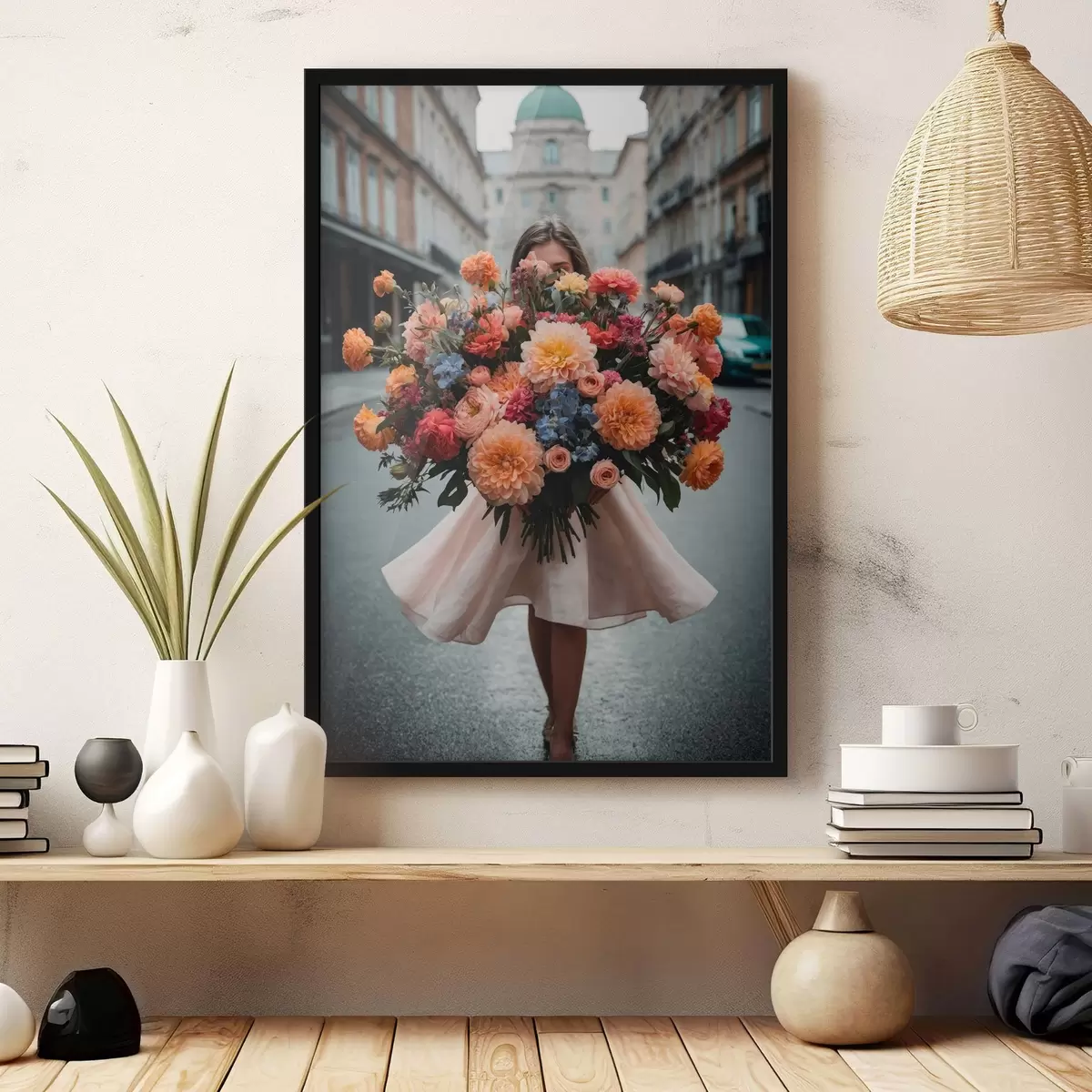 Affiche Fille avec des fleurs f44474