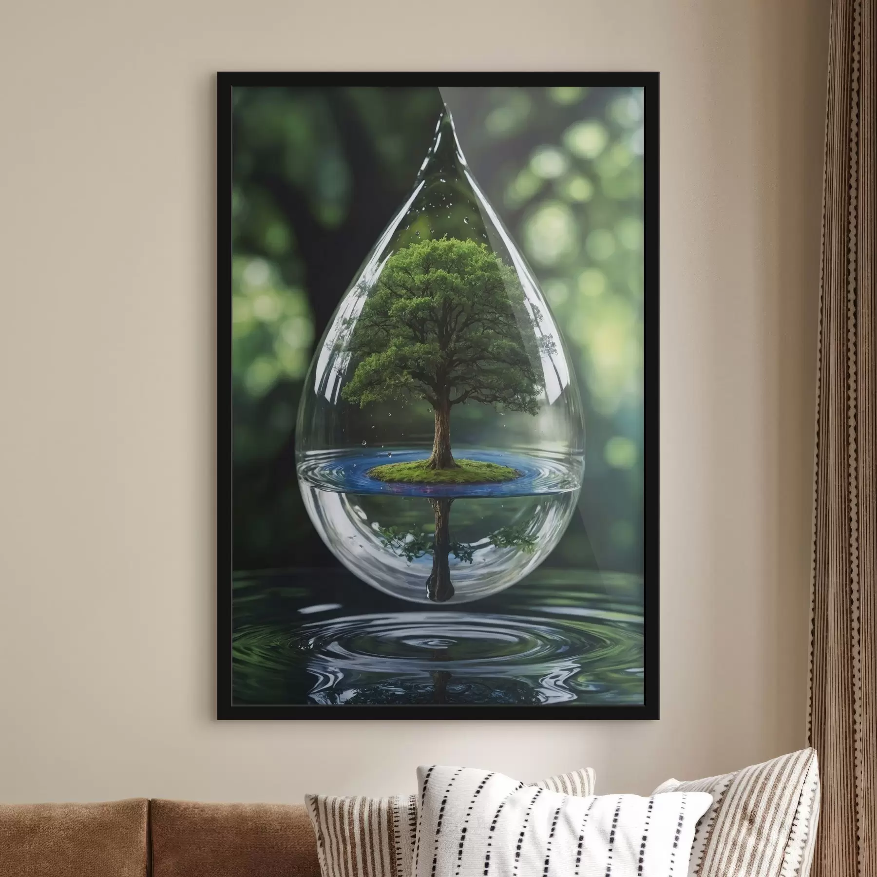  Peintures Goutte d'eau avec réflexion sur l'arbre f44480