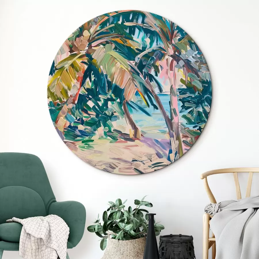  Schilderijen Palmbomen abstractie, imitatie van penseelstreken r44513