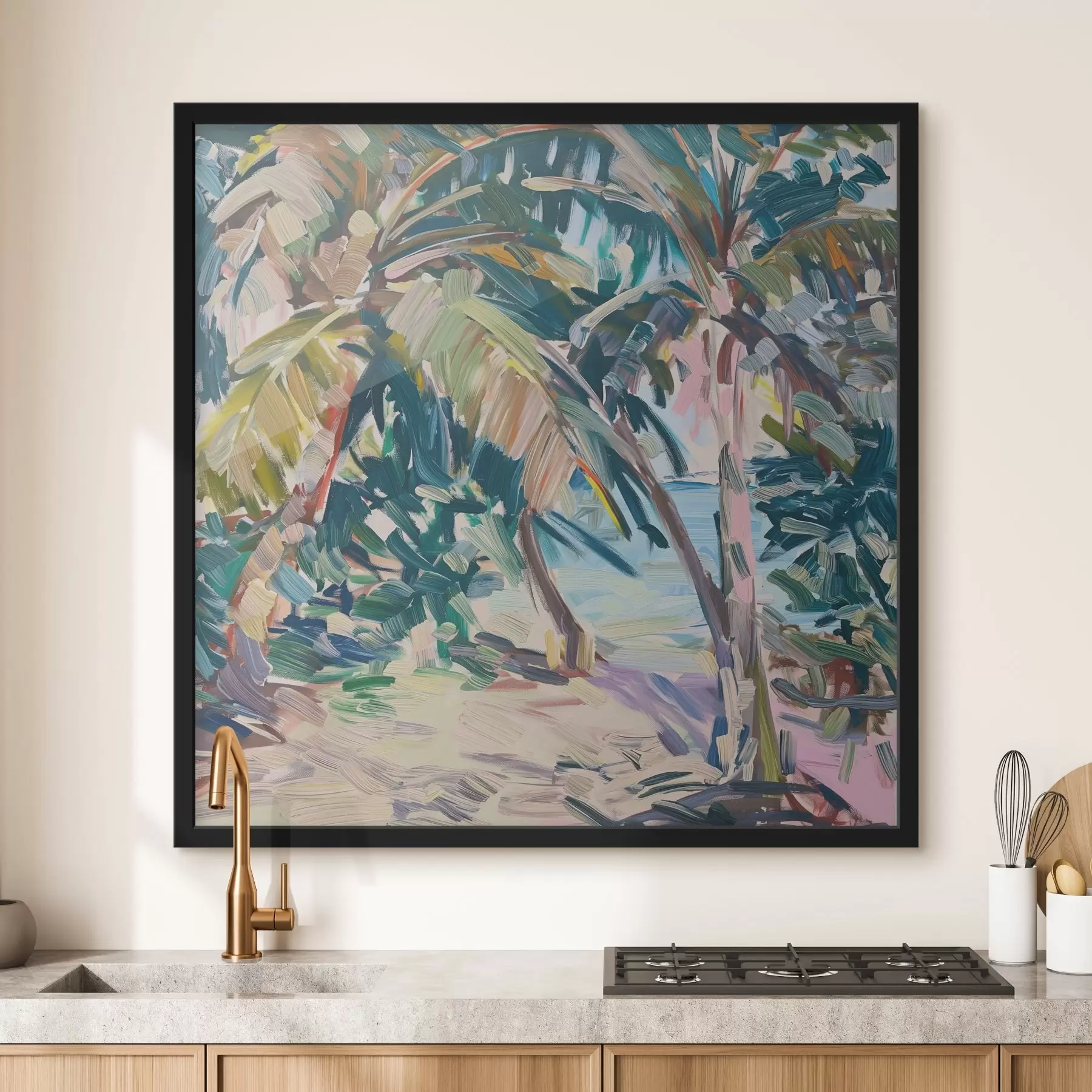  Peintures Palmiers abstraction, imitation de coups de pinceau f44513