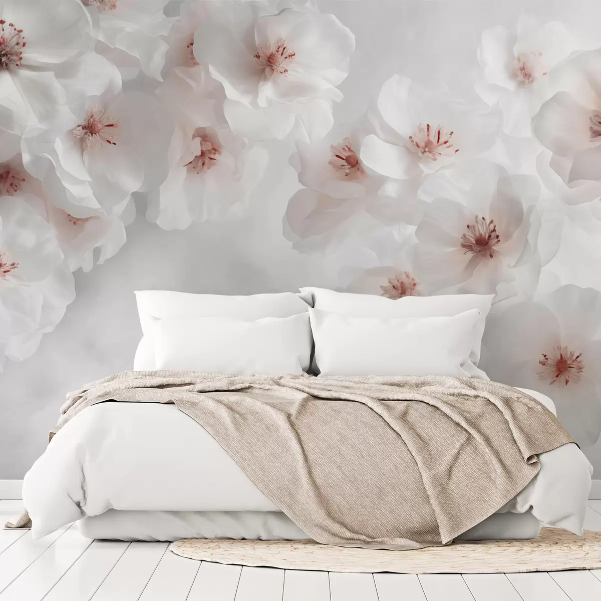 Fotobehang Delicate grote witte bloemen w03931