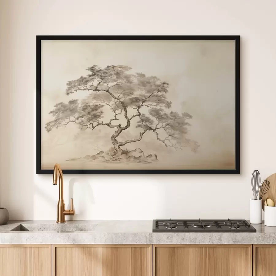 Fotobehang Boom op een heuvel f44523