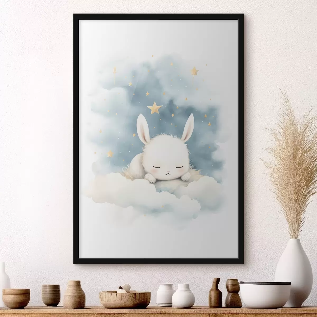 Affiche Un lapin dans les nuages f44536