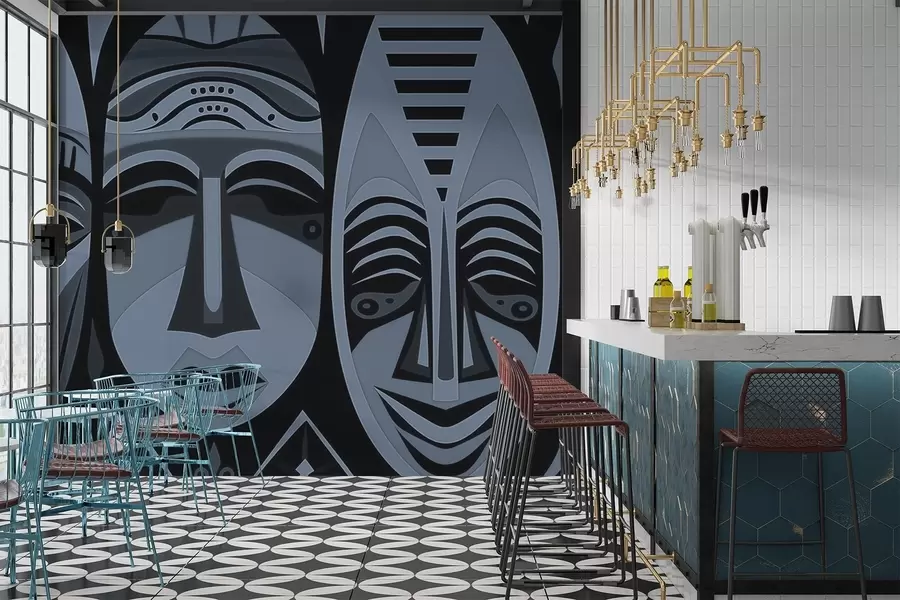 Papier peint photo Masques africains w04043v1