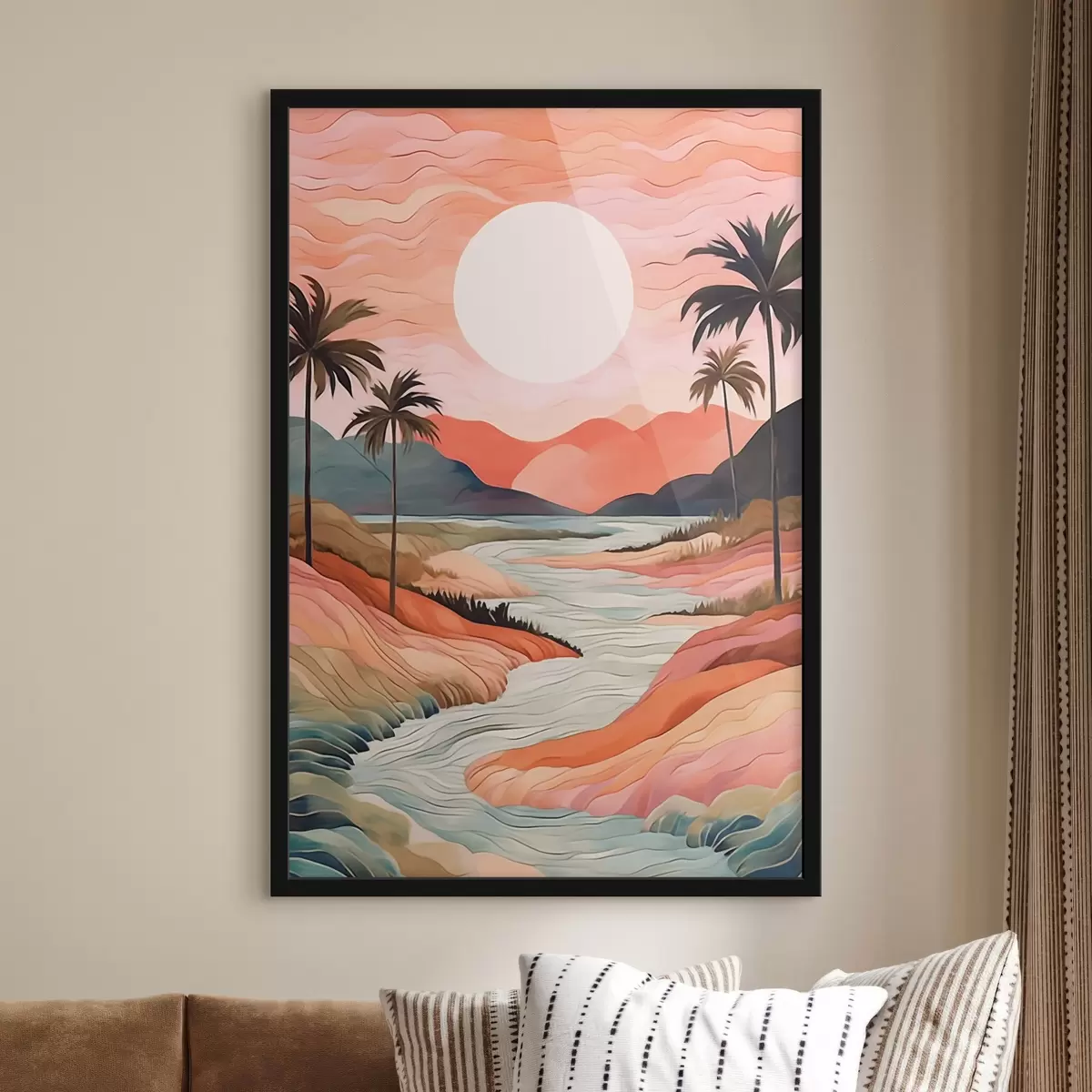 Poster Landschap met rivier f44568