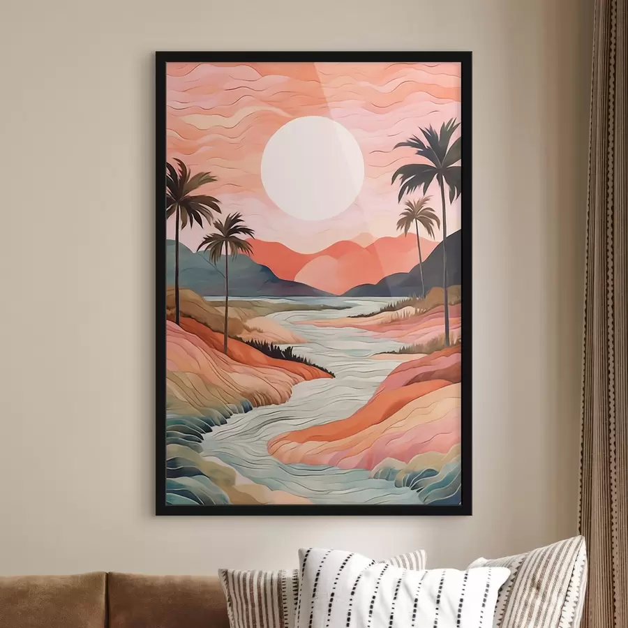 Fotobehang Landschap met rivier f44568