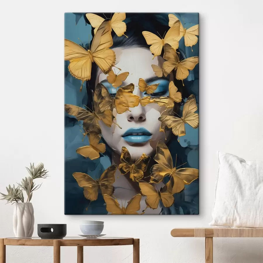  Peintures Portrait d'une fille avec des papillons s44583