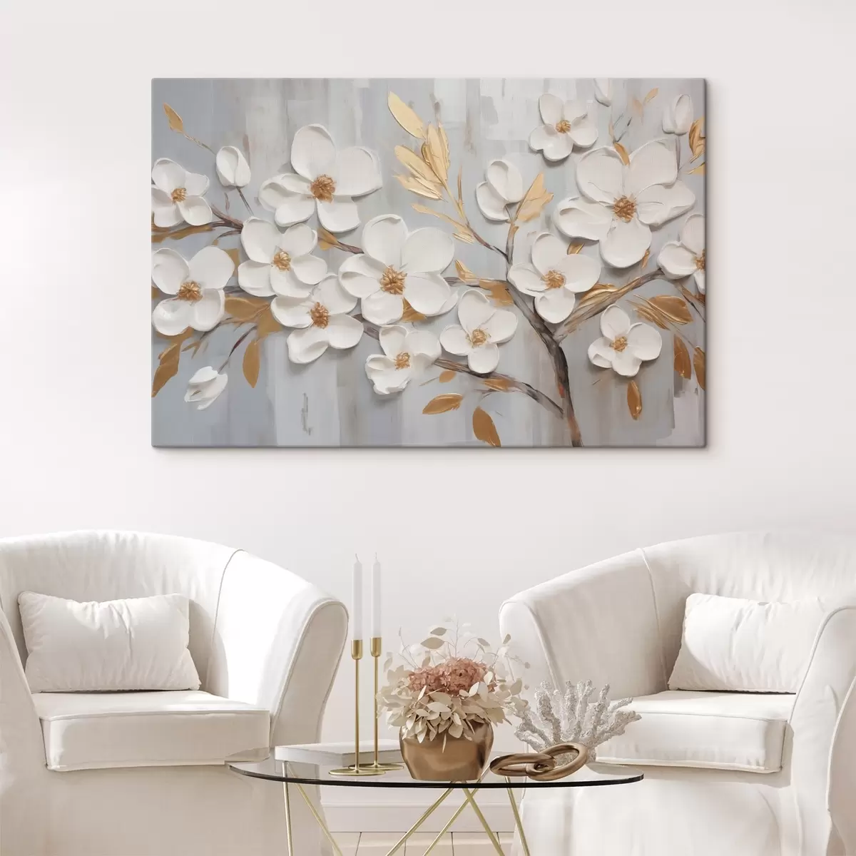  Peintures Peinture imitation fleurs blanches s44586
