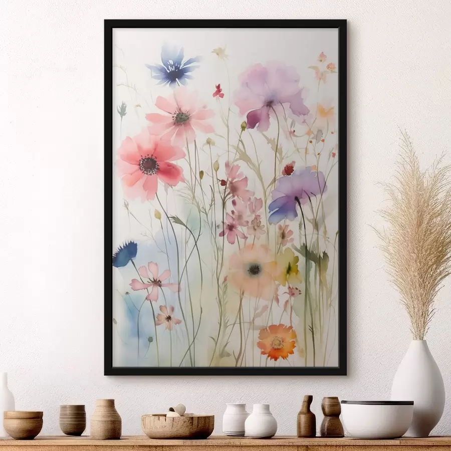 Papier peint photo Fleurs sauvages imitation aquarelle f44584