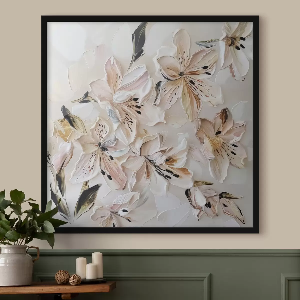 Poster Gevoelige bloemen imitatieschilderij f44588