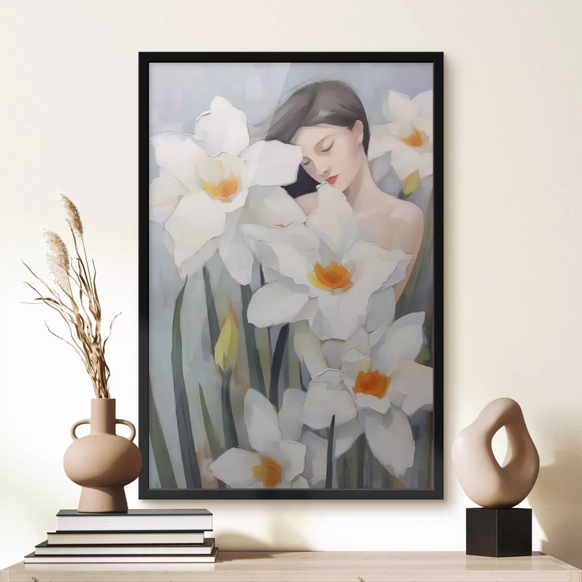 Poster Meisje met narcissen f44594