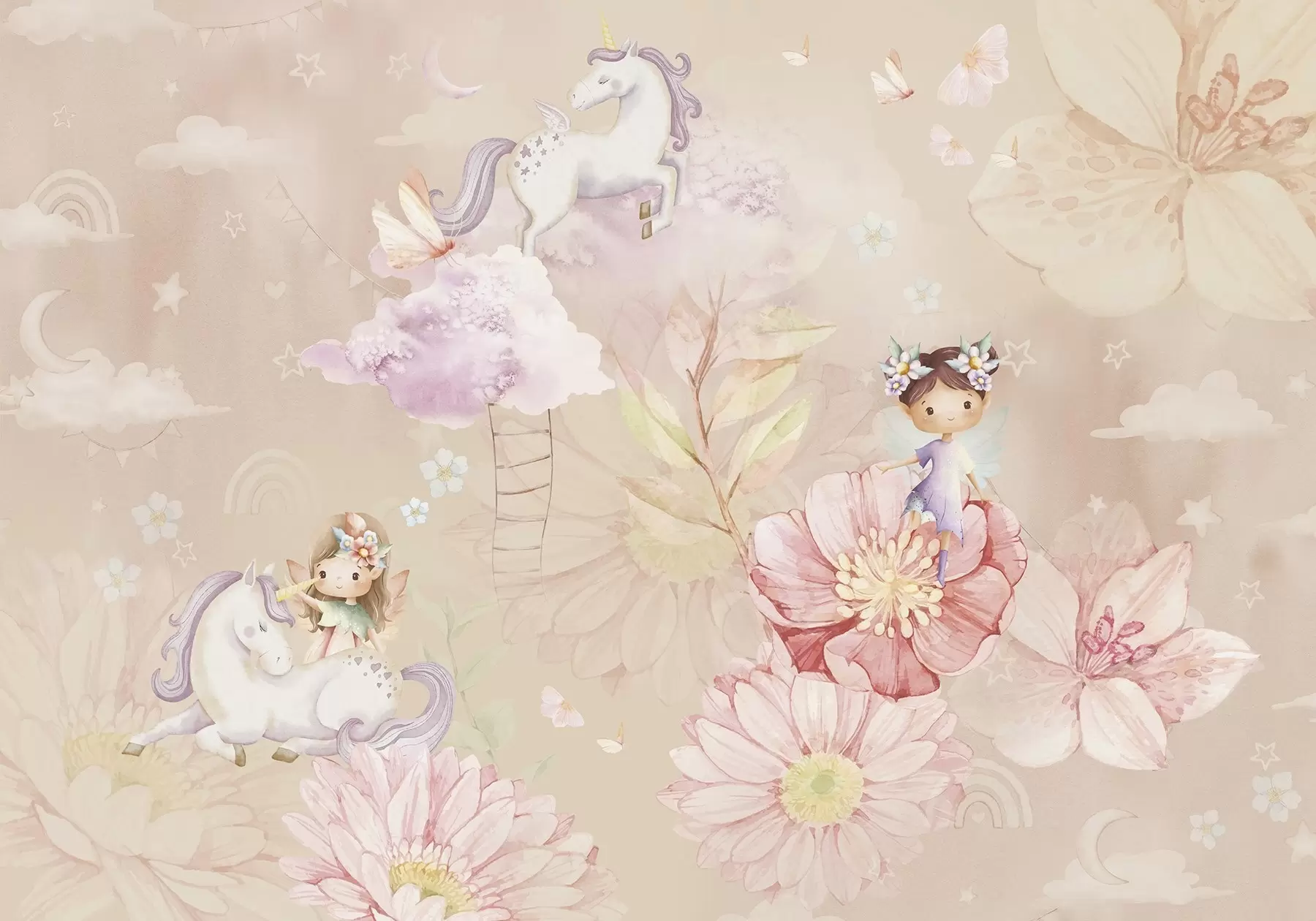 Fotobehang Feeën en eenhoorn w04051