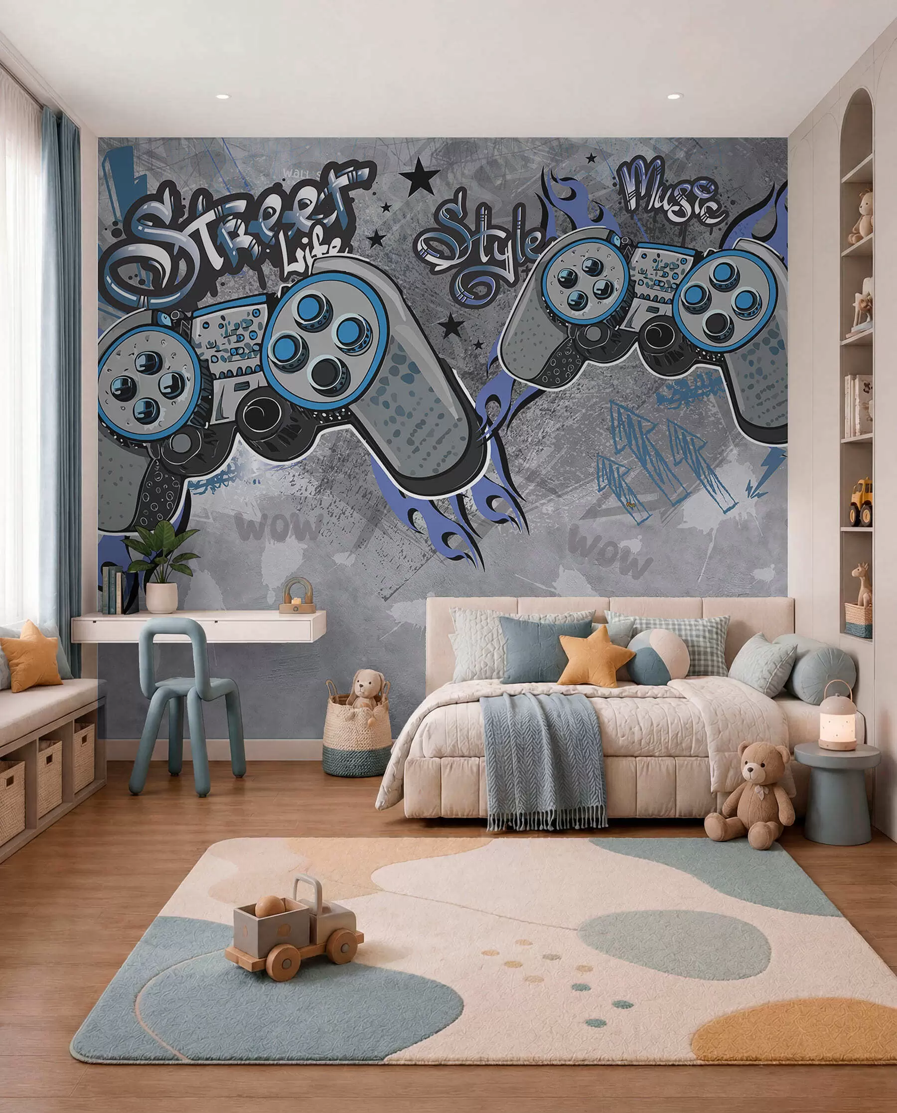Fotobehang Gamepads in streetart w04054