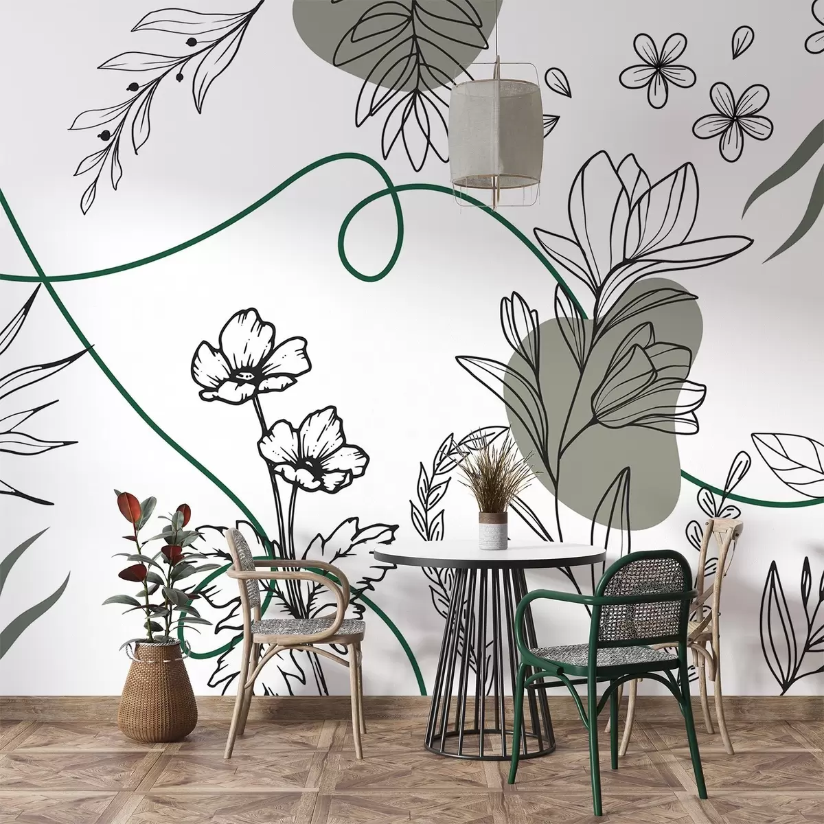 Papier peint photo Contour floral boho w04082
