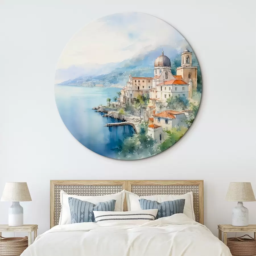  Schilderijen Stad aan zee imitatie van aquarel r44635