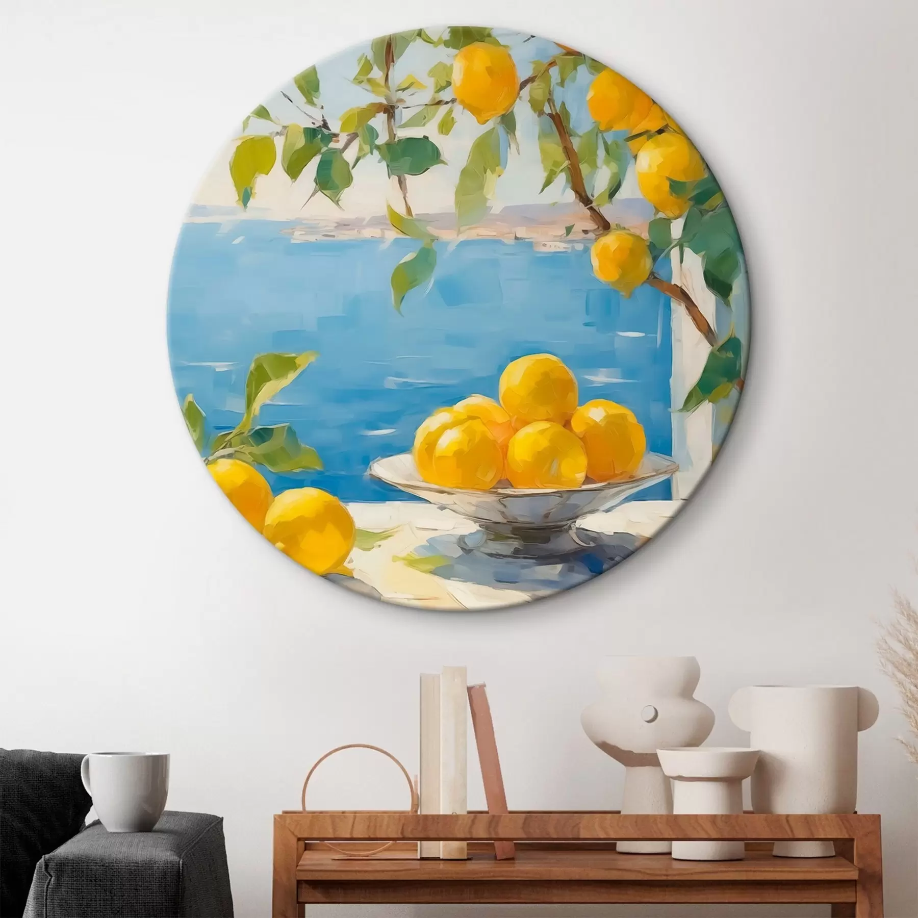  Schilderijen Citroenen tegen de zee r44649