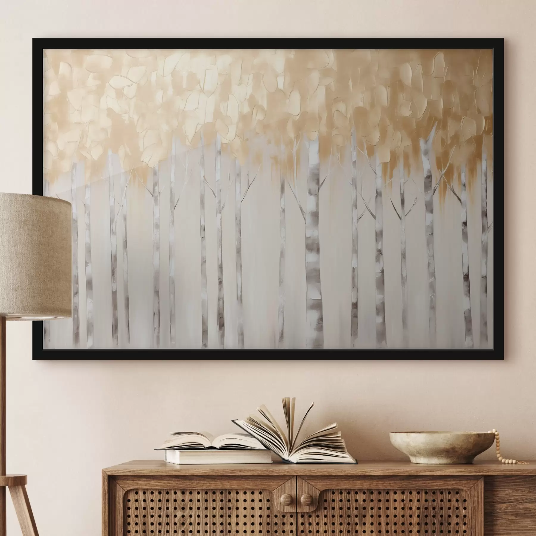 Fotobehang Berken imitatie schilderij f44637